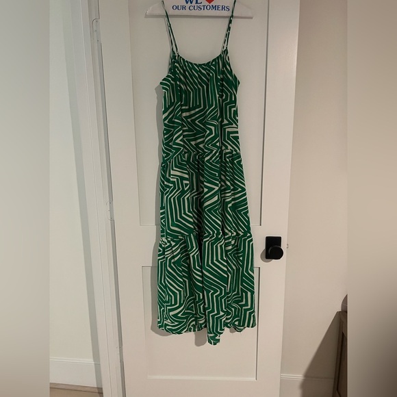 Mango Vibrant Green Geometric Midi Dress - Picture 9 of 9